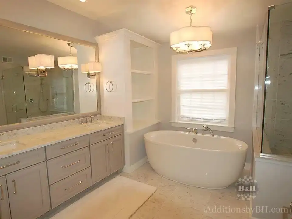 Refinished Bathroom with Granite Countertop and Double Sink | Additions By B&H | Chalfont, PA | 215-997-6620
